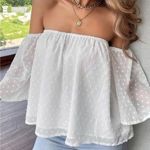 SHEIN Off Shoulder Flounce Sleeve